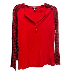 Buffalo Plaid NWT CHAPS Henley Pullover Top Shirt Long Sleeve Red Black XL